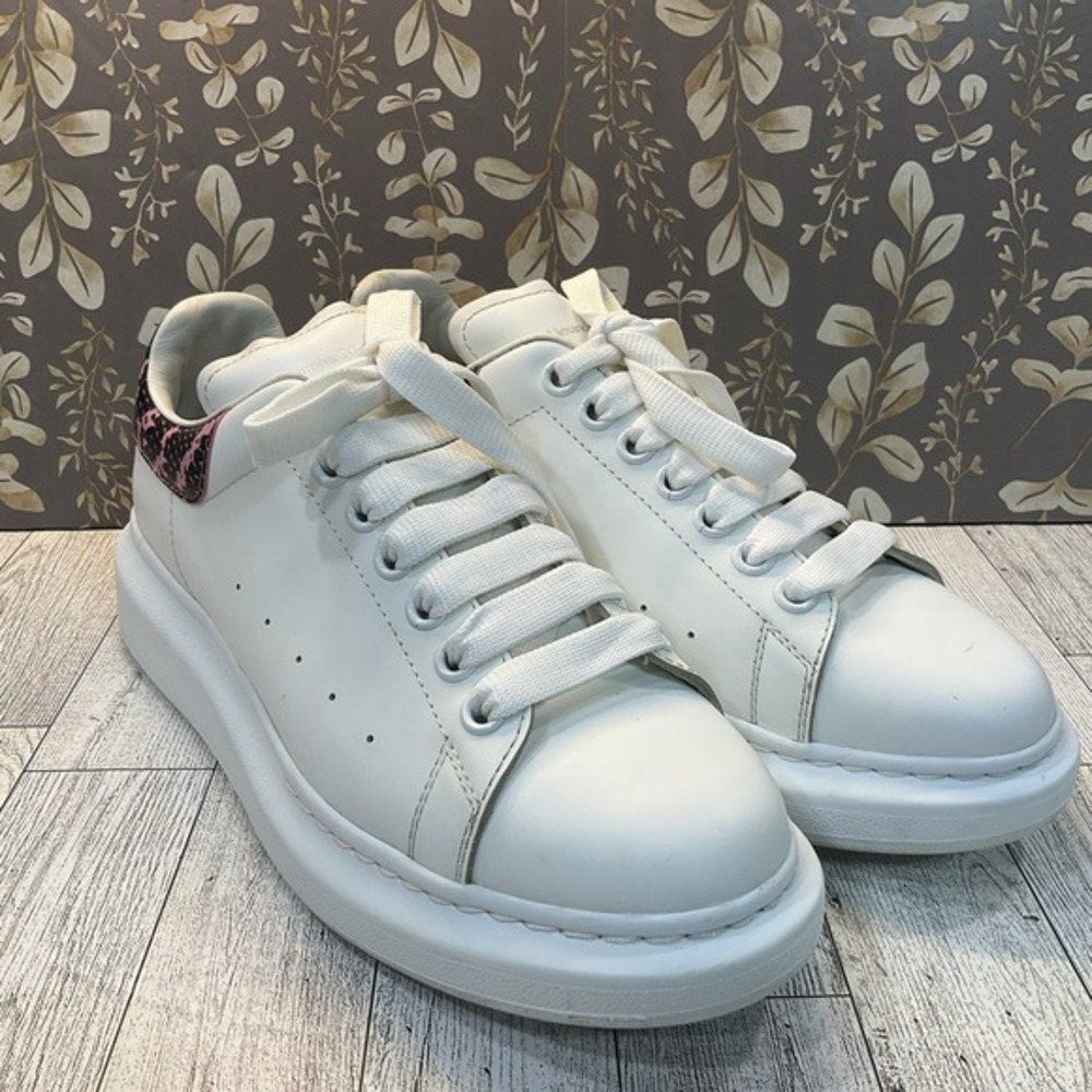 Alexander McQueen Larry White Pink Snakeskin Oversized Platform Sneaker 40 *READ